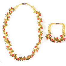 Conjunto de joyas de pulsera Neklace frutal con circonita rebordeada de colores Chunky